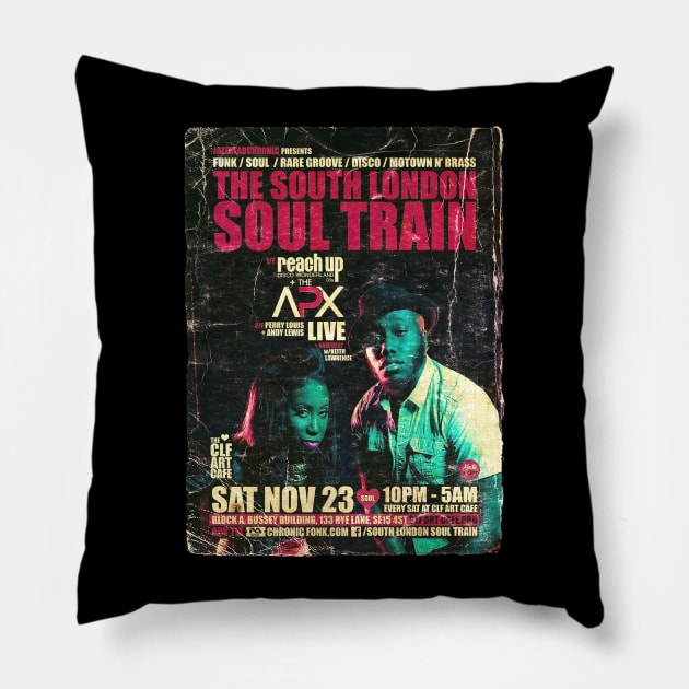 POSTER TOUR - SOUL TRAIN THE SOUTH LONDON 110 Pillow by Promags99