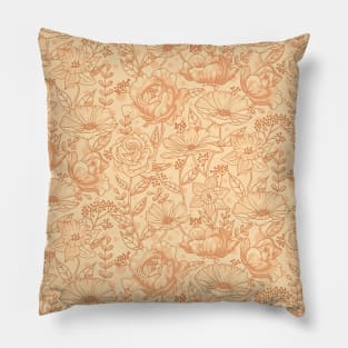 Rich Summer Flowers on Neutral Colors Pillow