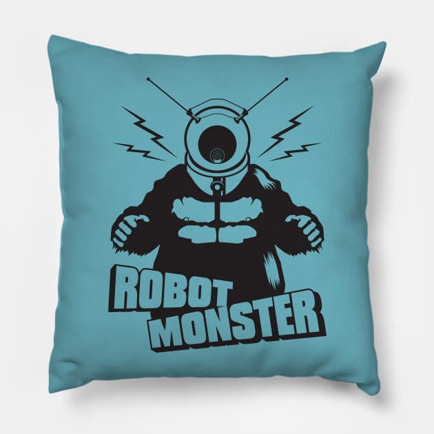 Robot Monster Pillow by OutdoorMayhem