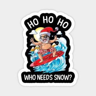 Christmas In July Funny Santa Surfing Summer Beach Vacation Magnet