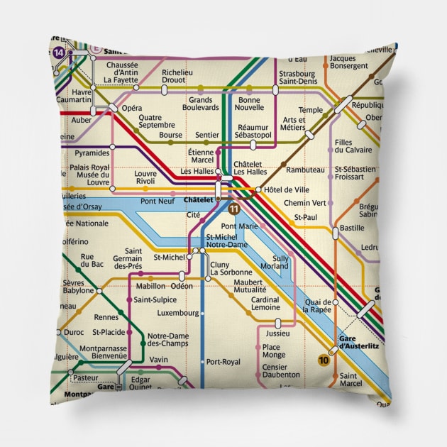 Paris Metro Map Pillow by robotface