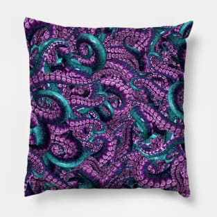 Tentacles in Teal & Violet Pillow