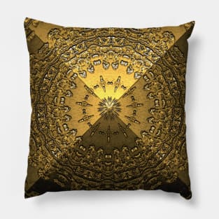 Sacred Geometry 3D Gold Titanium Pyramid Architecture Pillow