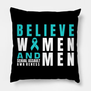 Believe Women & Men Sexual Assault Awareness Ribbon Pillow