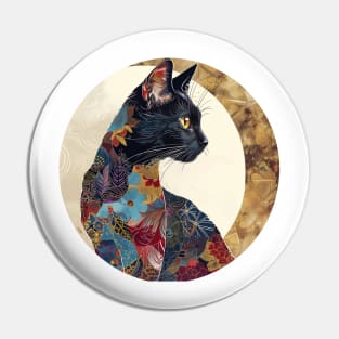 Feline Radiance: Quilted Cat Majesty Pin