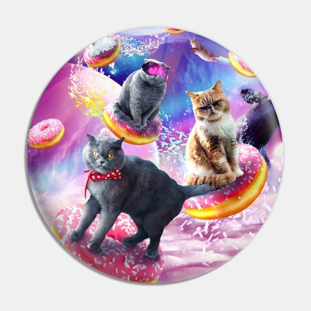 Cat Donut - Cats Riding Donuts Pin by Random Galaxy