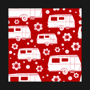 Vintage Caravan block print in red and white T-Shirt