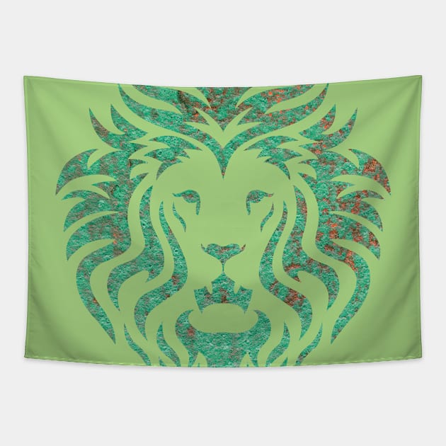 'KING' Lion Head - Green Tapestry by sleepingdogprod