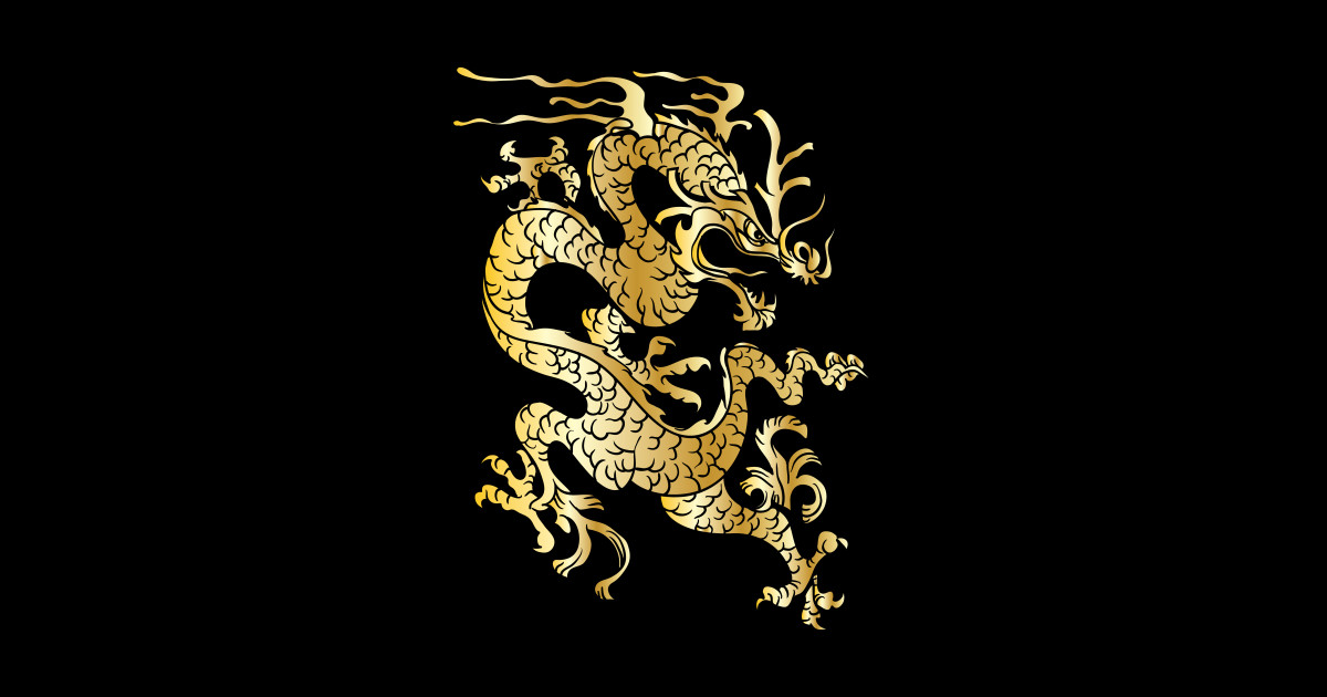 Gold Dragon 06 - Gold Japanese Dragon - Sticker | TeePublic