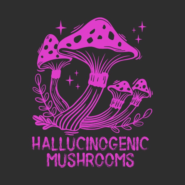 Hallucinogenic mushrooms, Magic Mushrooms, microdose mushrooms, psilocybin mushroom by One Eyed Cat Design