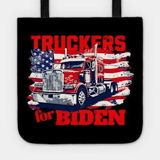 Truckers for Biden Trucks Truck Driving American Flag Patriotic Truck Driver Tote