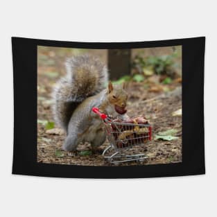 squirrel with shopping cart Tapestry