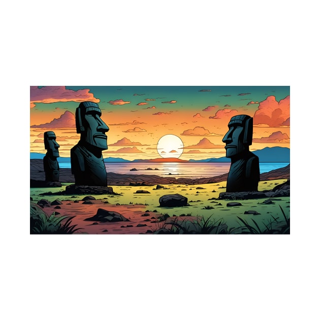 Easter island at sunset by LM Designs by DS