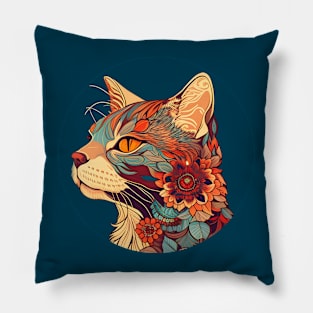 Lady Cat Boho Flower - Cat Hippy Lover Pillow