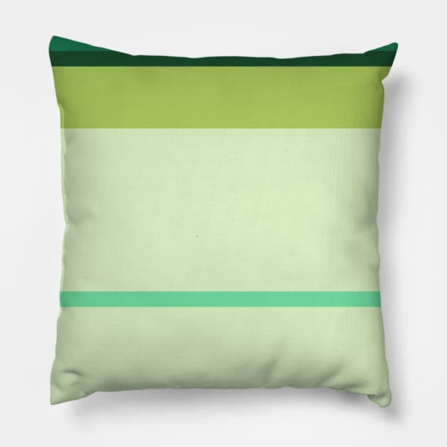 A shocking harmonization of Salem, Medium Aquamarine, Very Light Green, Pine and June Bud stripes. Pillow by Sociable Stripes