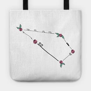 Sculptor Constellation Roses and Hearts Doodle Tote