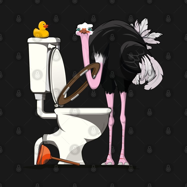 Ostrich on the Toilet by InTheWashroom