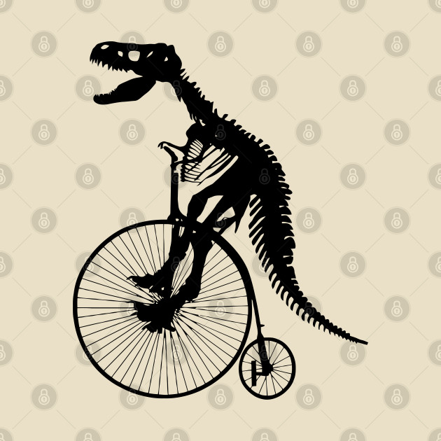 T rex dinosauros fossil bicycling by Collagedream