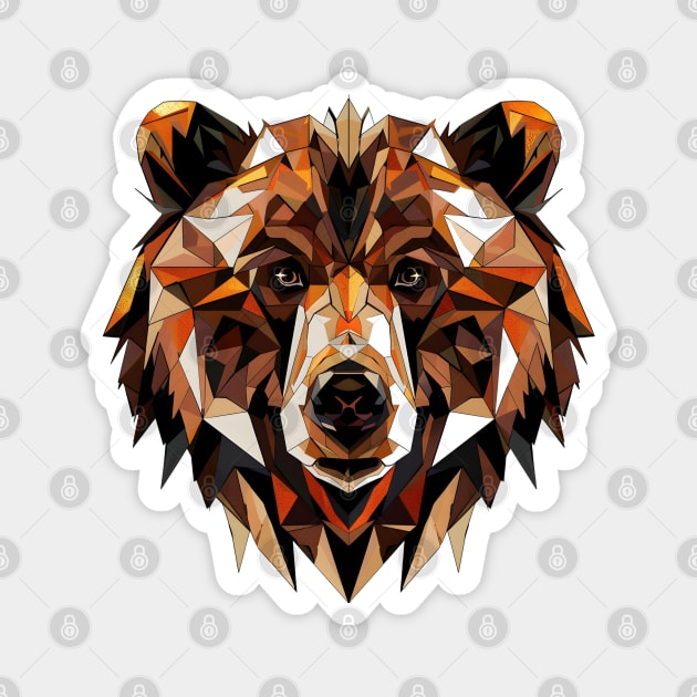 Geometric Bear Face - Bold and Modern Wildlife Art Illustration Magnet by WarFX Designs