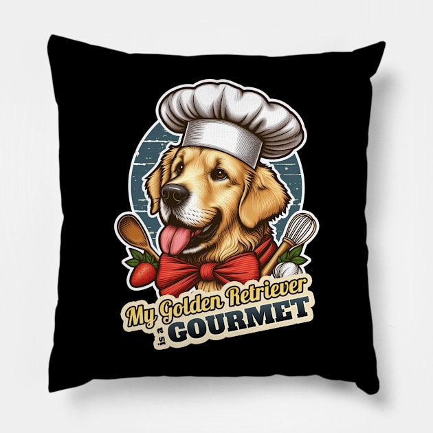 Chef Golden Retriever 2 Pillow by k9-tee