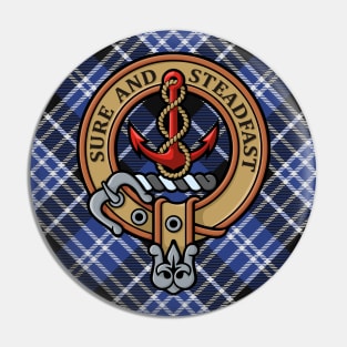 Clan Clark Crest over Tartan Pin