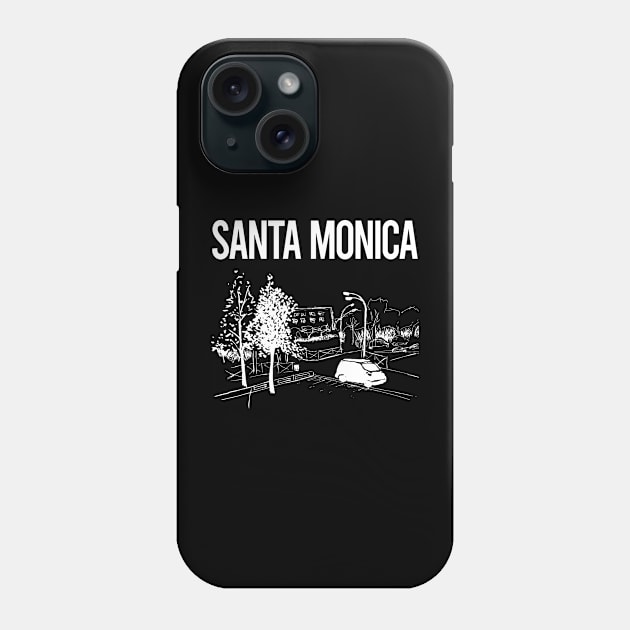 Cityscape Sketch Santa Monica Phone Case by flaskoverhand