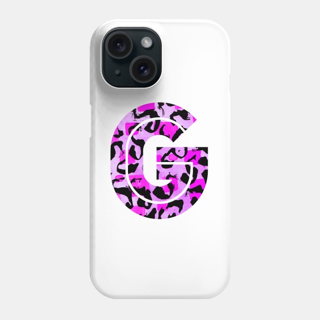 Abstract Letter G Watercolour Leopard Print Alphabet Phone Case by Squeeb Creative