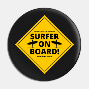 SURFER ON BOARD - CAR/MOTOR BIKE STICKERS AND MORE Pin