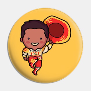 Cute Bolivian Dancer in Traditional Clothing Cartoon Pin