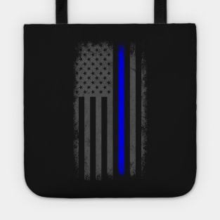 Vertical Thin Blue Line American Flag Tote