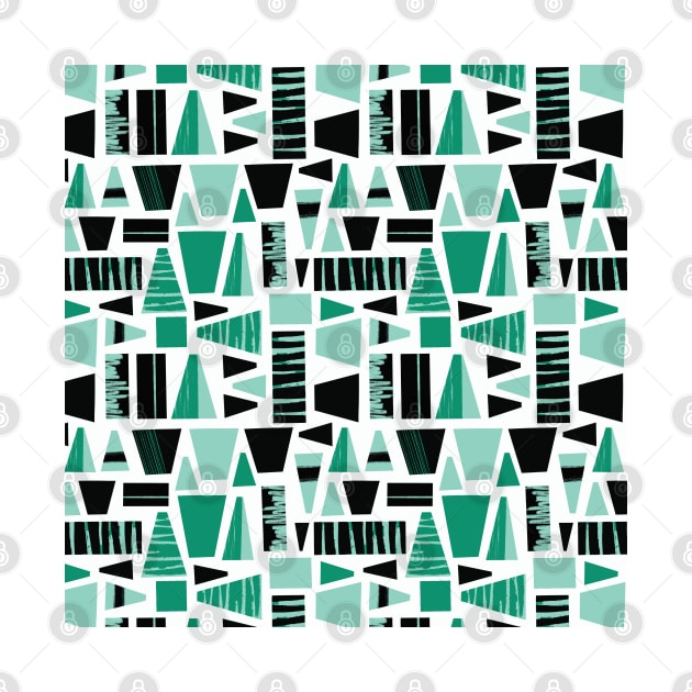 Abstract Shapes Teal Green Black by Sandra Hutter Designs