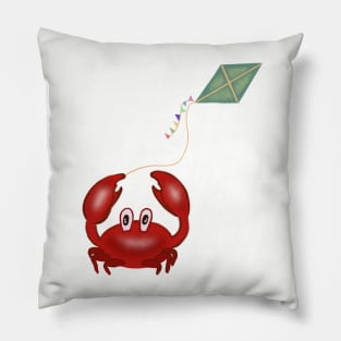 Funny red crab with a kite Pillow