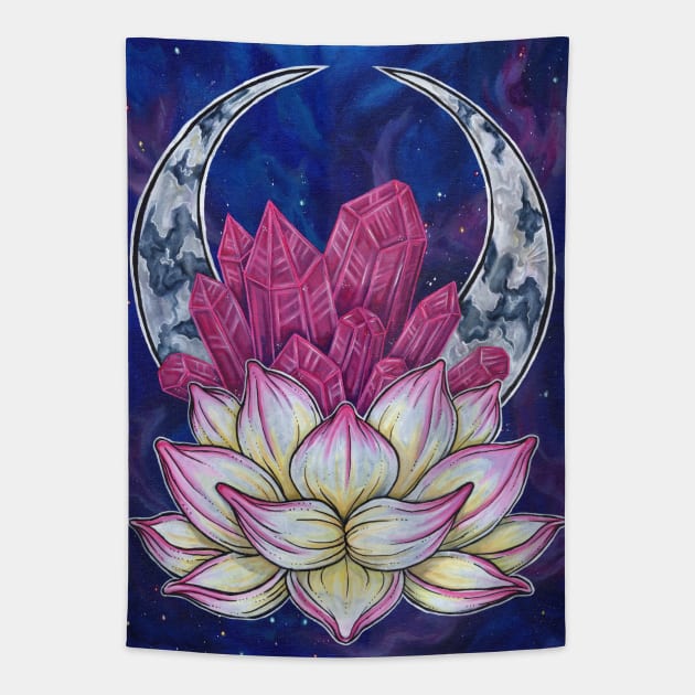 Crystal Lotus Tapestry by WildSkullflowerArt