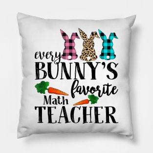 Every Bunny's Favorite Math Teacher Leopard Buffalo Bunny Easter Day Pillow