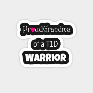 Proud Grandma - White Text - Pink Heart Magnet