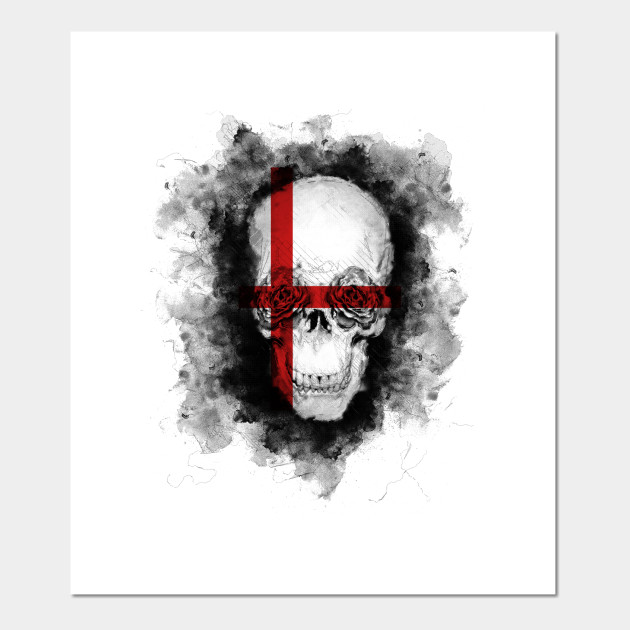 Cool Skull Rocker With Eye Roses And A Red Cross Skull Posters And Art Prints Teepublic Add a line for the mouth and several smaller lines for teeth. teepublic