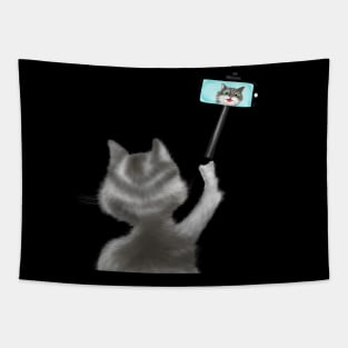 Funny Cat Selfie Gift Tapestry