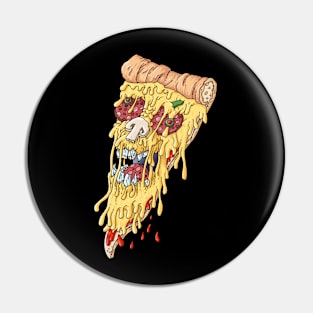 Pizza Crime, Skull, Fast food, Cartoon Pin