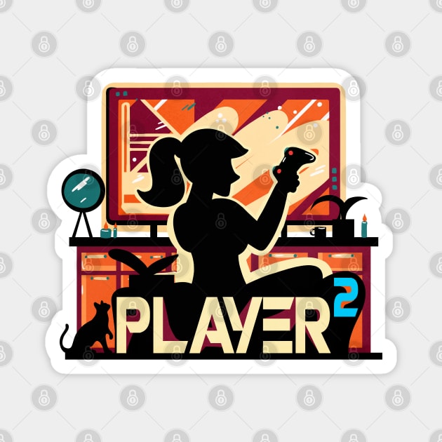 Player Two Girlfriend Couple Matching Video Game Magnet by enchantedrealm