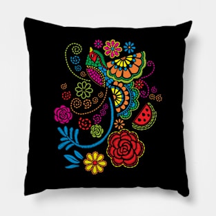 Mexican Bird Embroidery Effect Pillow