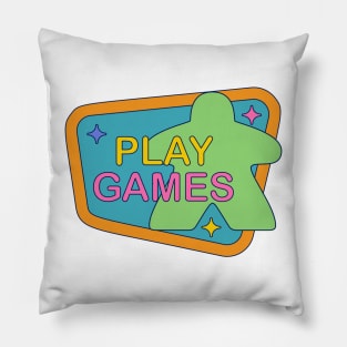 90s Colorful Retro Board Game Meeple Pillow