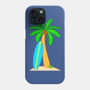 Tropical Surf Board and Palm Tree Phone Case