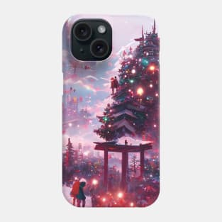 Christmas Trees Lights of Xmas in the City Santa in the Future Town Phone Case