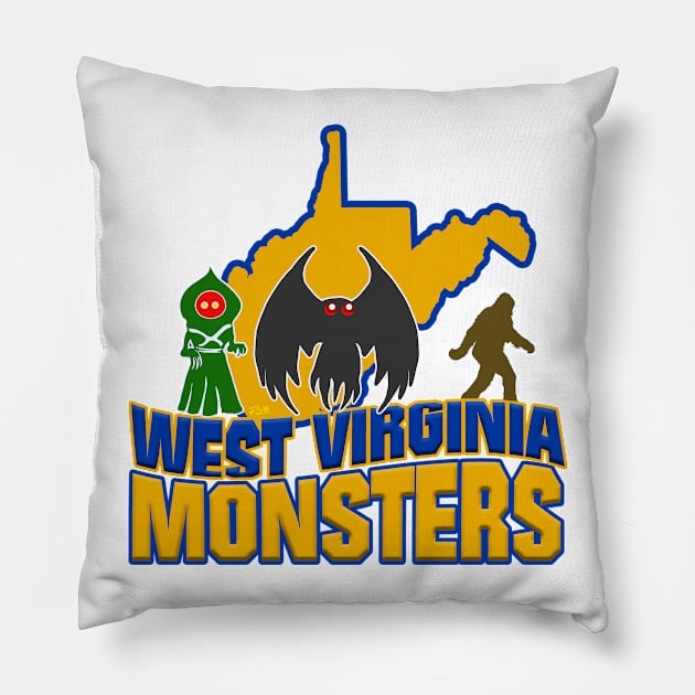 West Virginia Monsters Pillow by theartofron