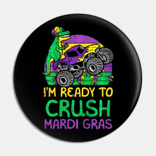 Kids Crush Mardi Gras Dino Monster Truck  Toddler Boys Kids Pin