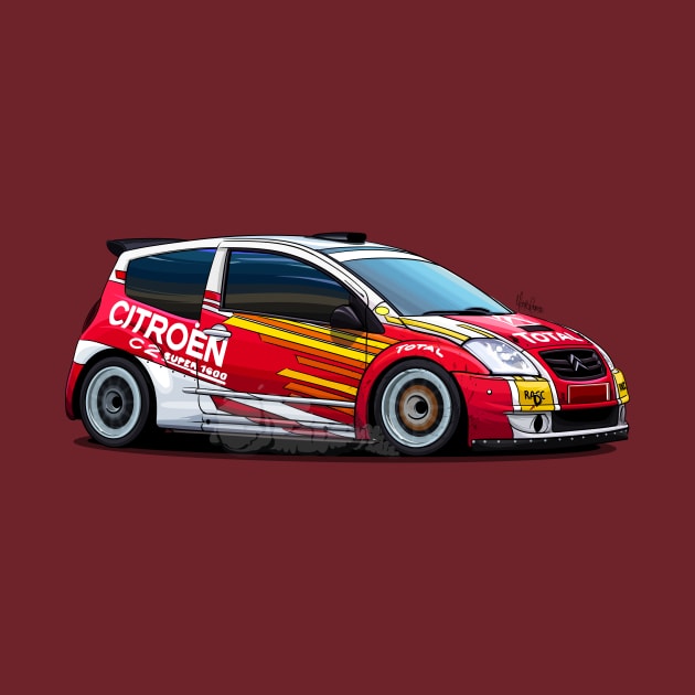 Citroen C2 S1600 Illustration by Mario Ramos Rally Art