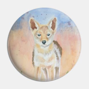 Cute Coyote Pup Watercolor Wildlife Pin