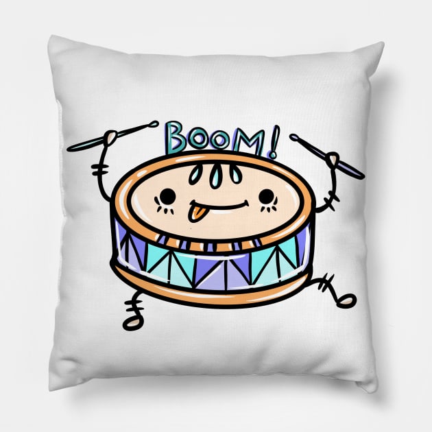 Drummer kid Pillow by Paula Tamashiro