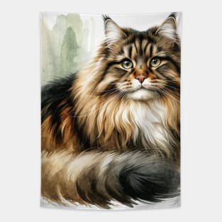 Norwegian Forest - Watercolor Cat Tapestry