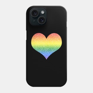 Ombré LGBTQ colours and white swirls doodles heart Phone Case